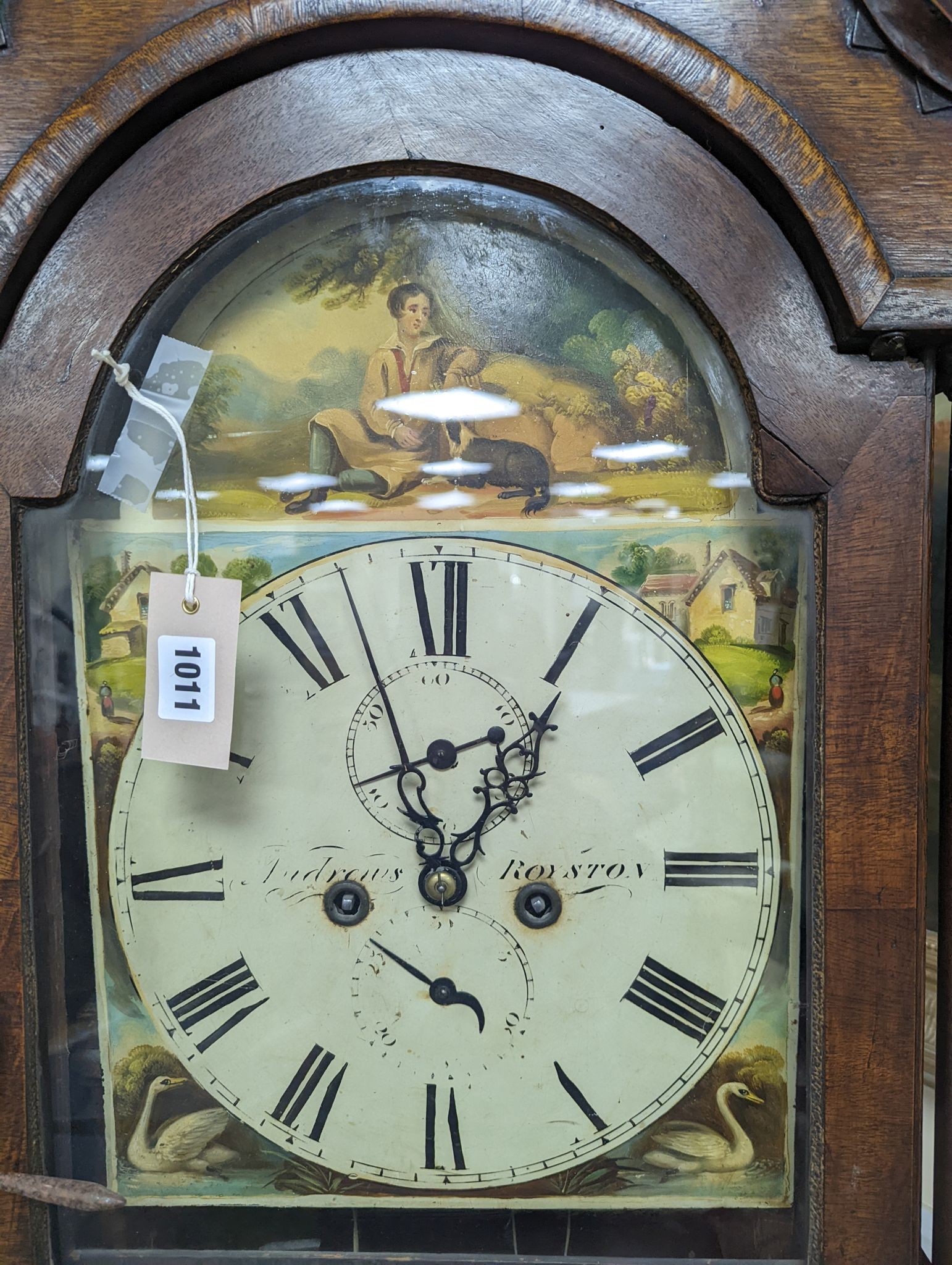 A George III 8 day oak cased longcase clock, height 217cm